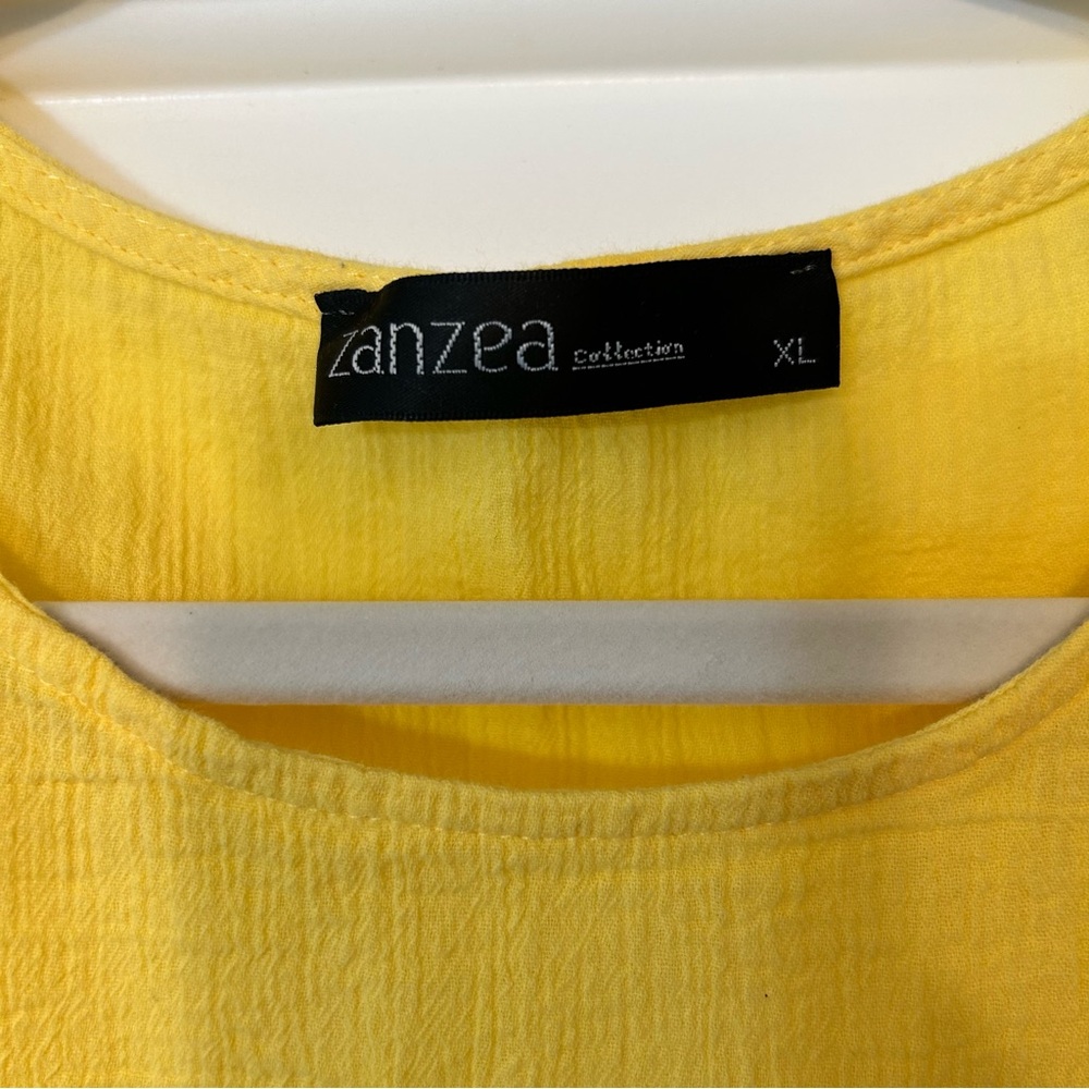 Zanzea Collection Women's XL Butter Yellow Short Sleeve Dress w/ Pockets Cotton - Picture 4 of 8
